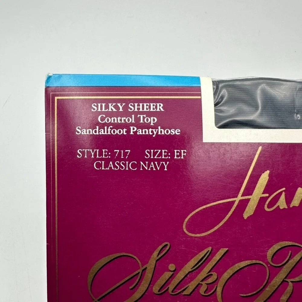Hanes Pantyhose Women Size EF Classic Navy‎ Silk Reflections Silky Sheer 717